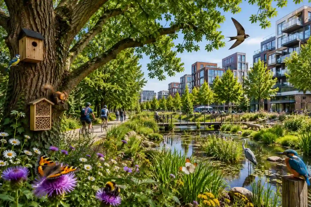 Urban green spaces supporting biodiversity and wildlife in a UK city