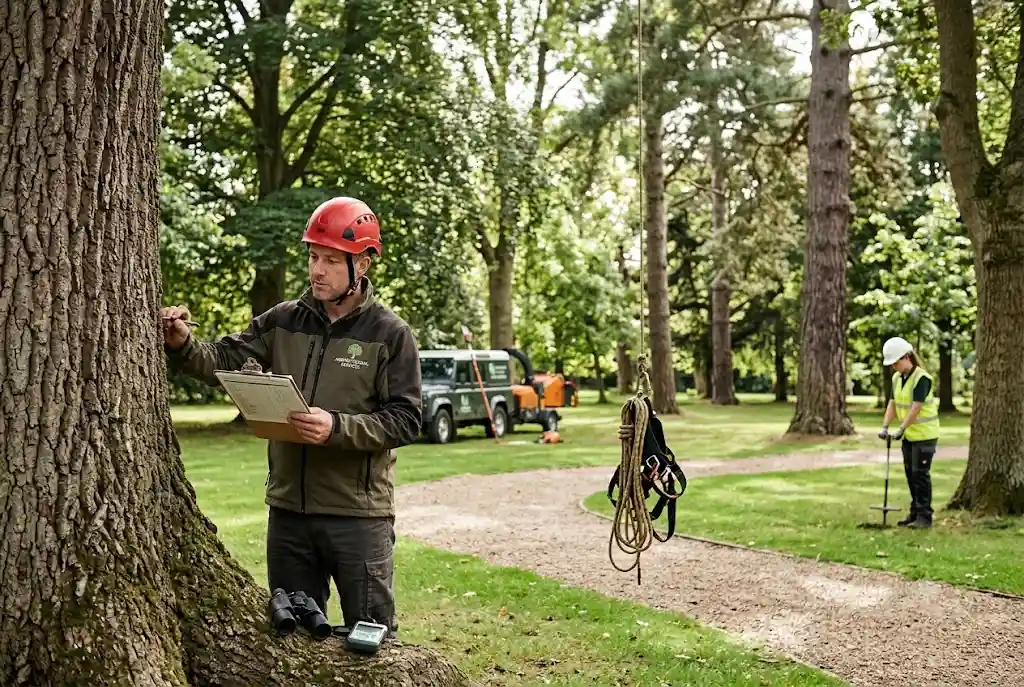Arboriculture Explained: A Complete Guide to Tree Care in the UK arboriculturalist inspecting trees in a UK park environment