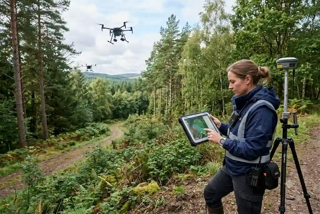 Forestry Technology: Driving Smarter Forest Management in the UK Professional using forestry technology to manage woodland in the UK